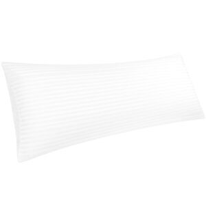 Microfiber Striped Pillowcases Body Envelope Closure 20" x 48" White